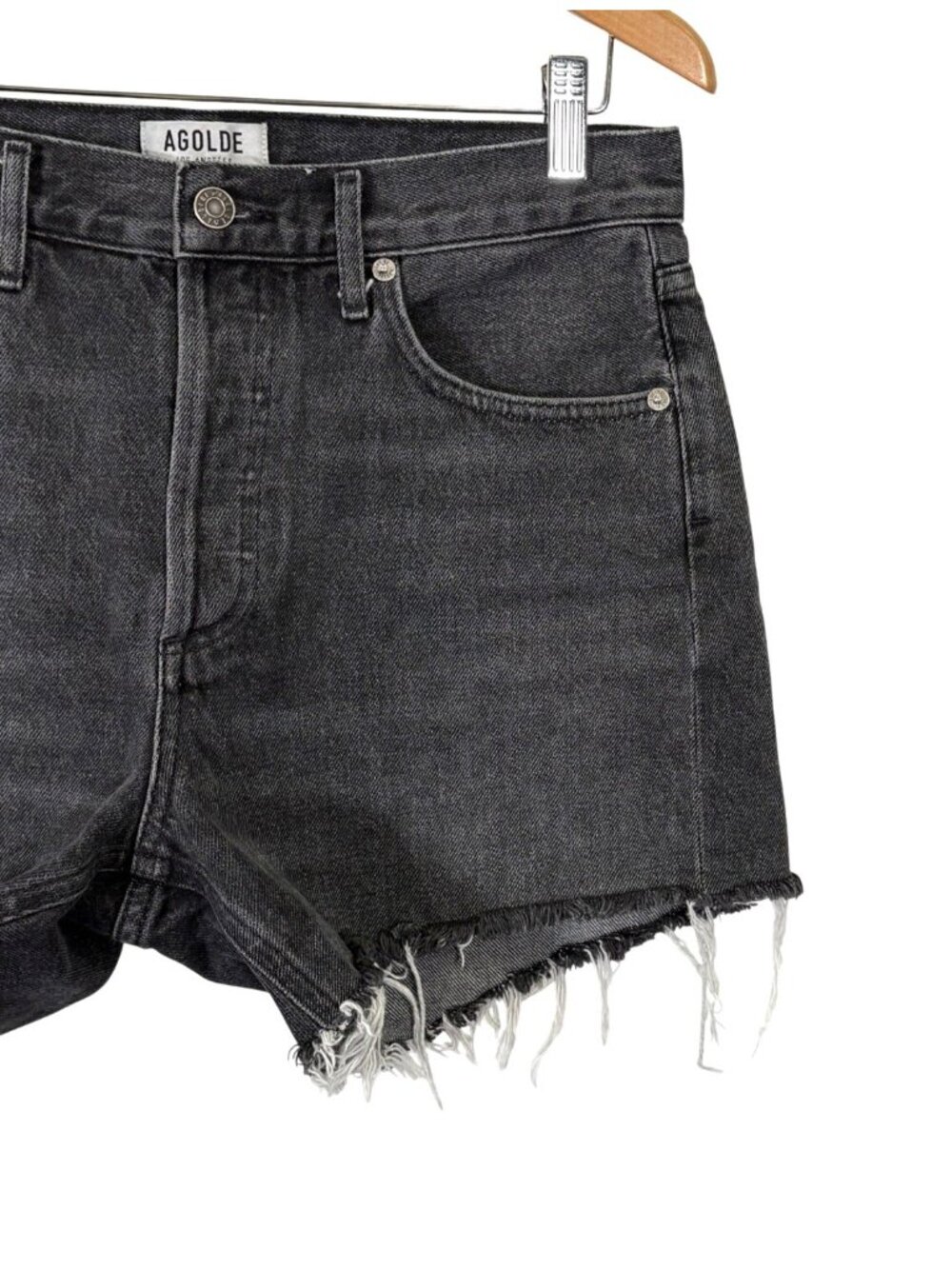 AGOLDE High Waist Cut Off Jean Shorts Size 26 - Picture 5 of 10